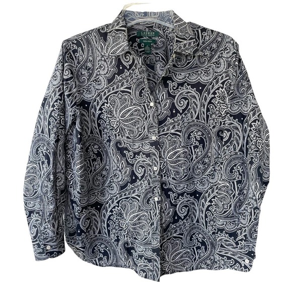 Lauren Ralph Lauren Tops - Lauren Ralph Lauren Black White Paisley Buttondown shirt size 1X